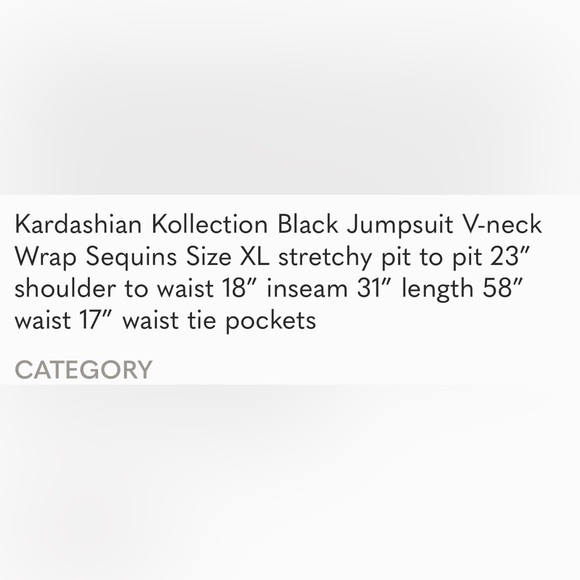 🌿 Kardashian Kollection Black Jumpsuit V-neck Wrap Sequins - Size XL - Picture 10 of 10